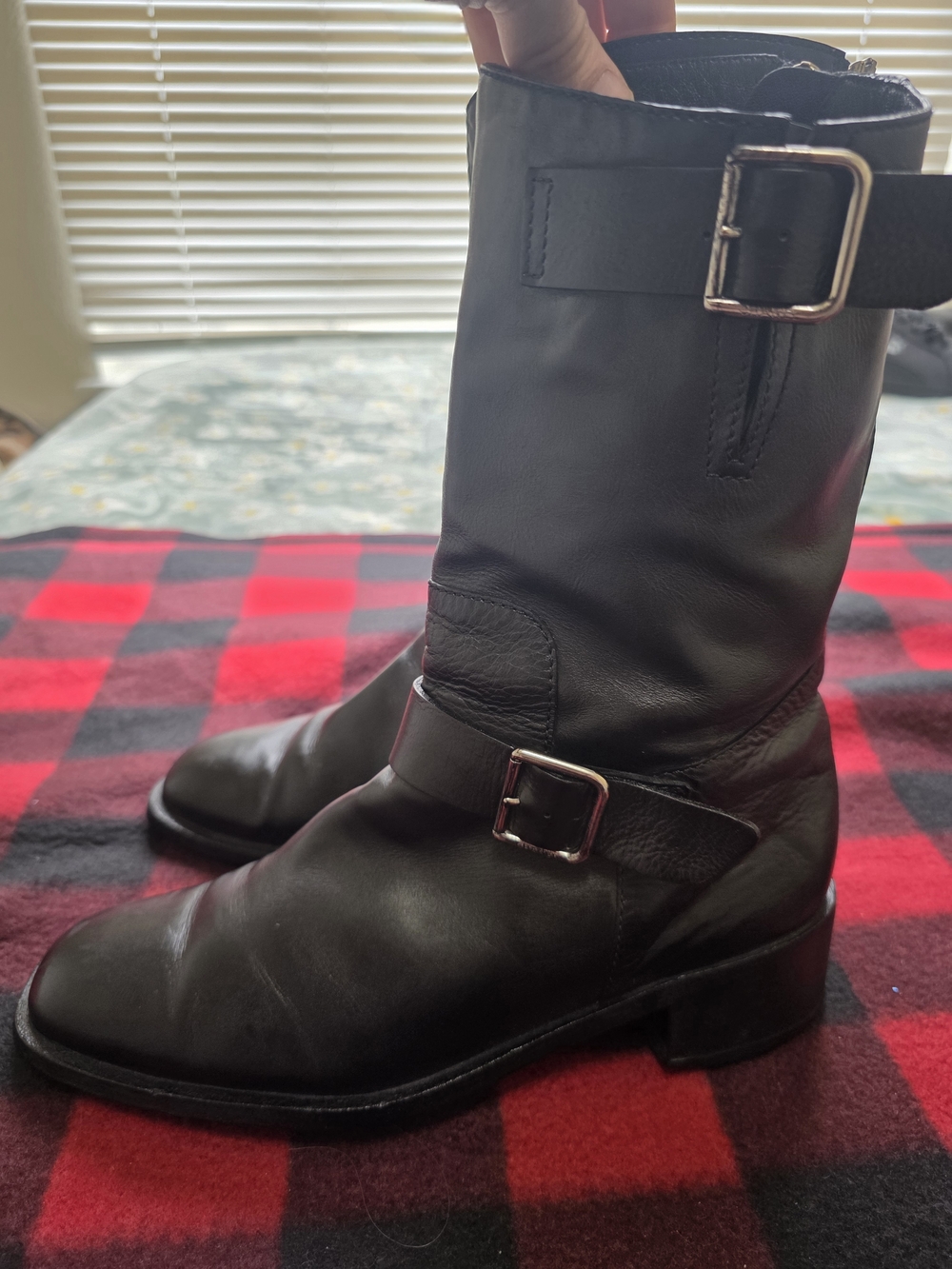 Authentic Chanel Black Leather Logo Buckle Biker Moto Boots EU 40 US 9 - 9.5 - Picture 4 of 14